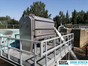 drum screen in a wastewater treatment plant